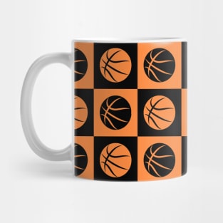 Basketball Ball Checkered Seamless Pattern - Black and Orange Tones Mug